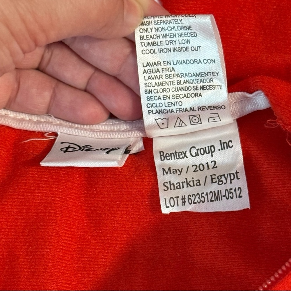 Disney Minnie Mouse Red Zip-Up Hoodie Toddler 18M 2012 Early 2010s Bentex - Picture 5 of 6